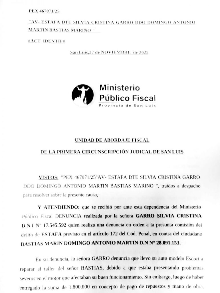 denuncia-Bastias1-771x1024 De pedir explicaciones a tener que darlas: suman una nueva causa por presunta estafa contra Bastias en San Luis